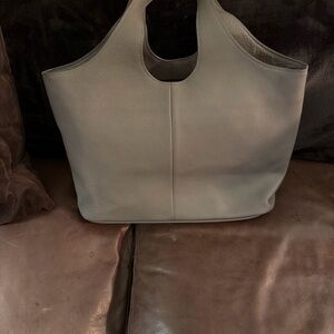 Tom Ford Pebbled Gray Leather Tote Bag